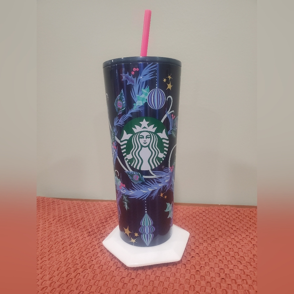 Starbucks Festive Tumbler with Pink Straw